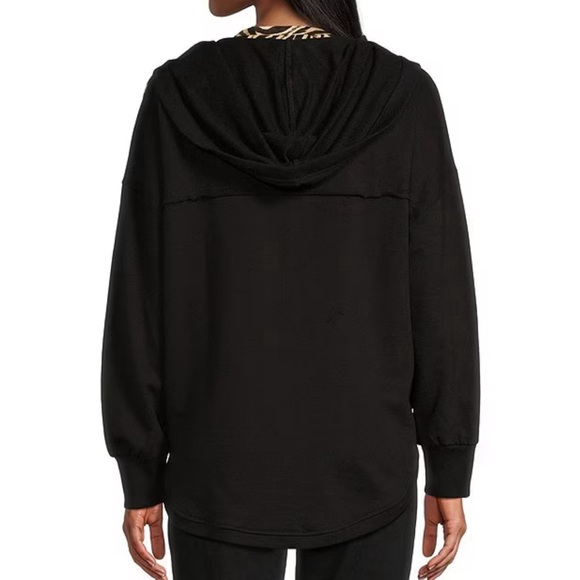 Westbound Knit V-Neck Button Front Hooded Cardigan size 1X black - Picture 3 of 9